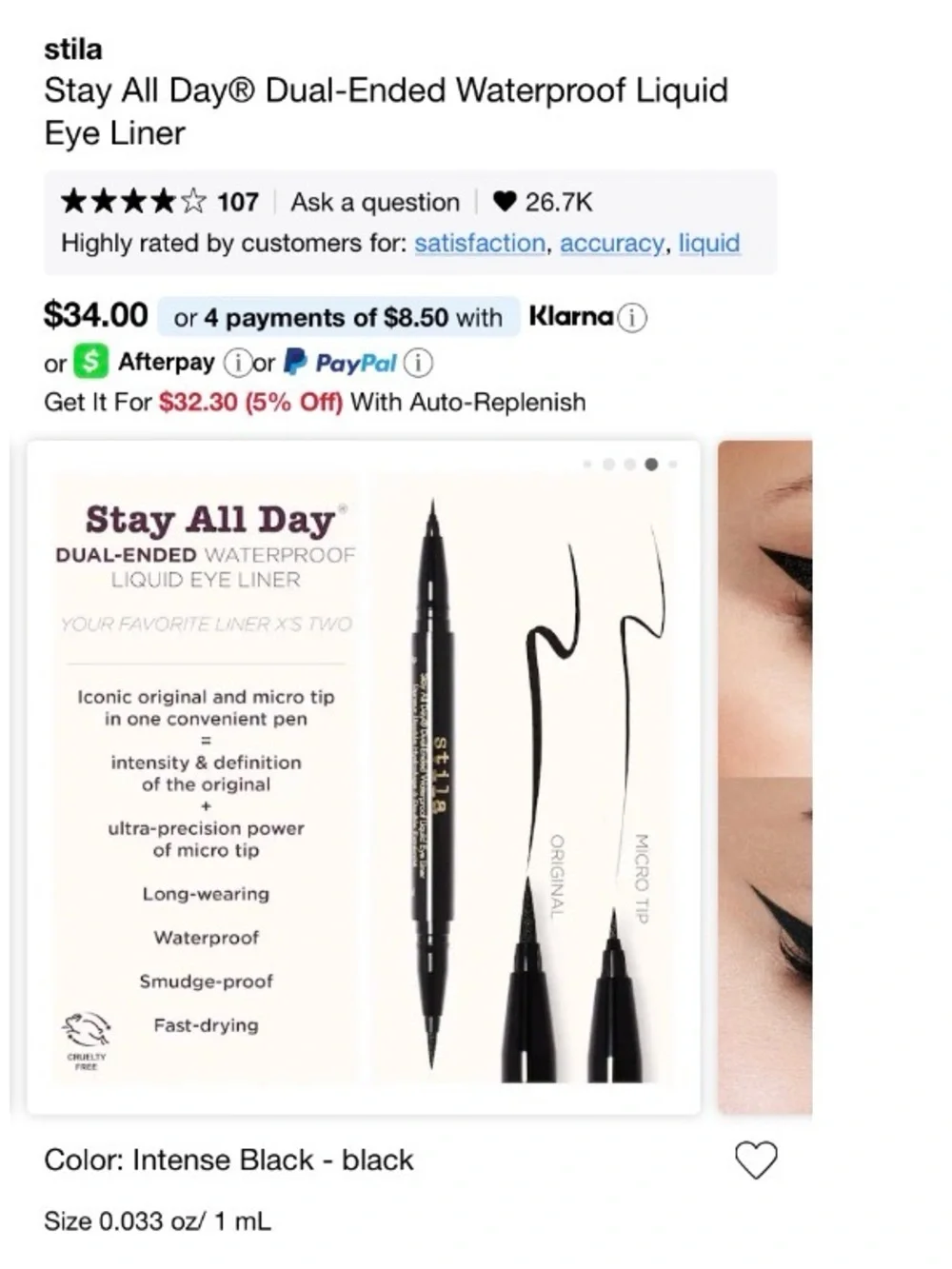3 x STILA MATTE STAY ALL DAY DUAL ENDED LIQUID EYELINER